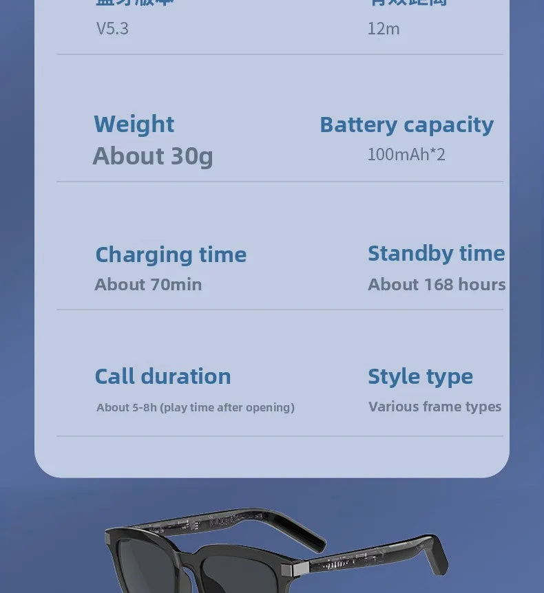 Smart Wearable Glasses Headset Outdoor Sport Sunglasses with BT 5.4 Anti Blue Hands Free Call Music Smart Sunglasses G06L