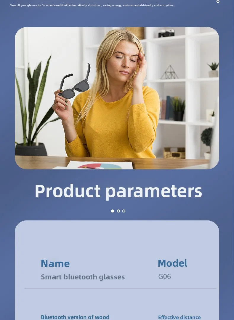 Smart Wearable Glasses Headset Outdoor Sport Sunglasses with BT 5.4 Anti Blue Hands Free Call Music Smart Sunglasses G06L