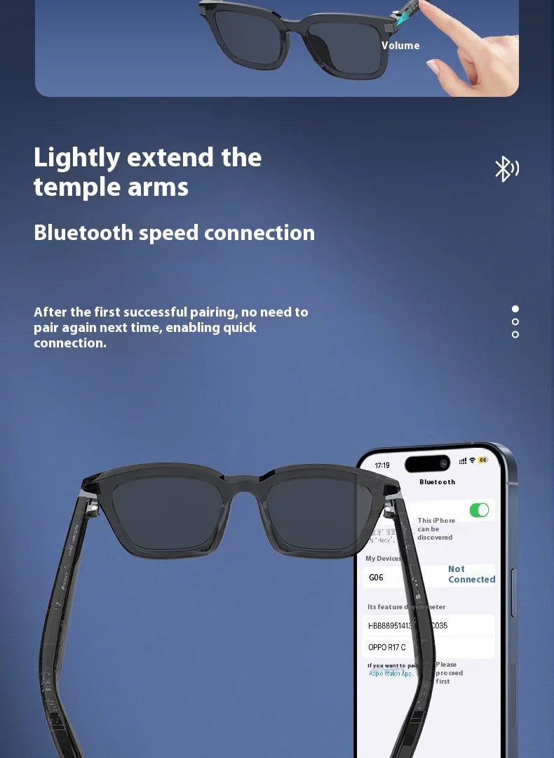 Smart Wearable Glasses Headset Outdoor Sport Sunglasses with BT 5.4 Anti Blue Hands Free Call Music Smart Sunglasses G06L