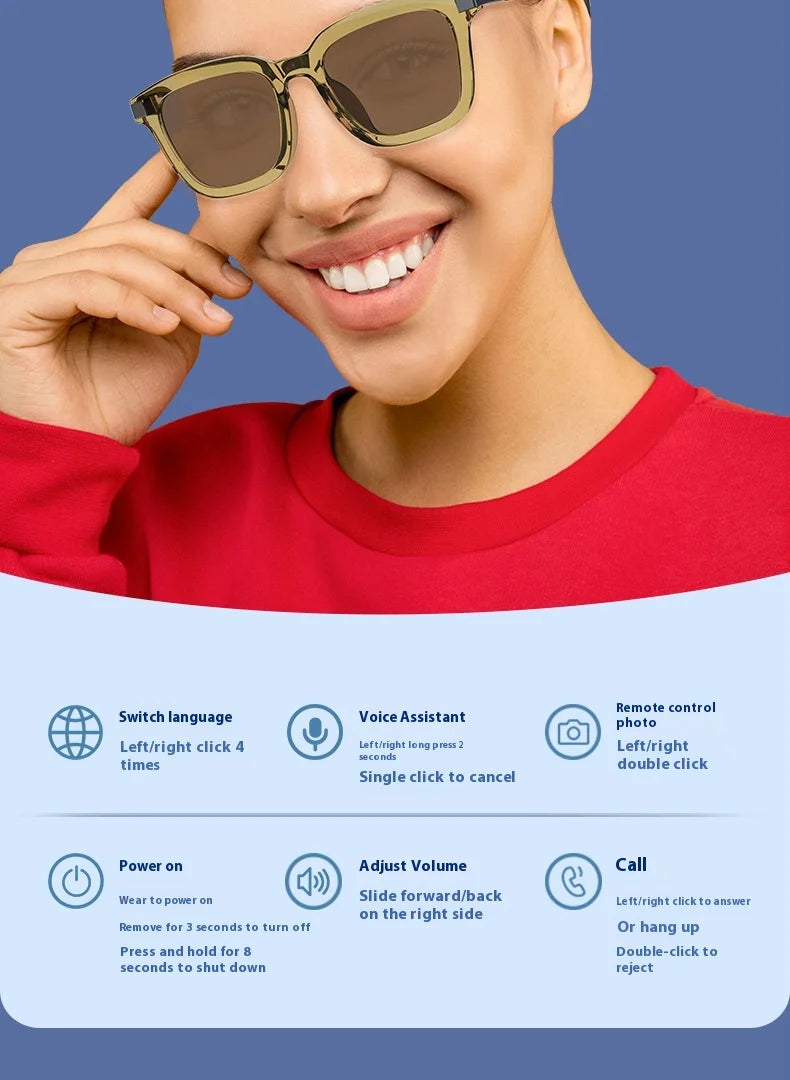 Smart Wearable Glasses Headset Outdoor Sport Sunglasses with BT 5.4 Anti Blue Hands Free Call Music Smart Sunglasses G06L