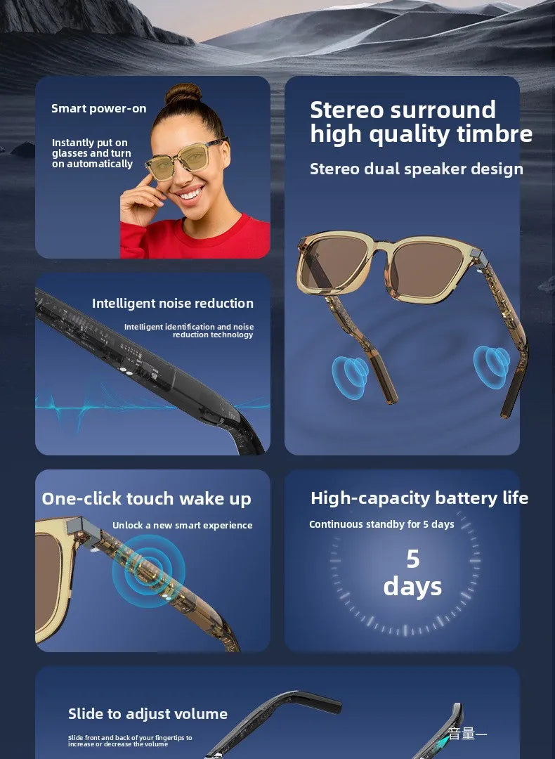 Smart Wearable Glasses Headset Outdoor Sport Sunglasses with BT 5.4 Anti Blue Hands Free Call Music Smart Sunglasses G06L