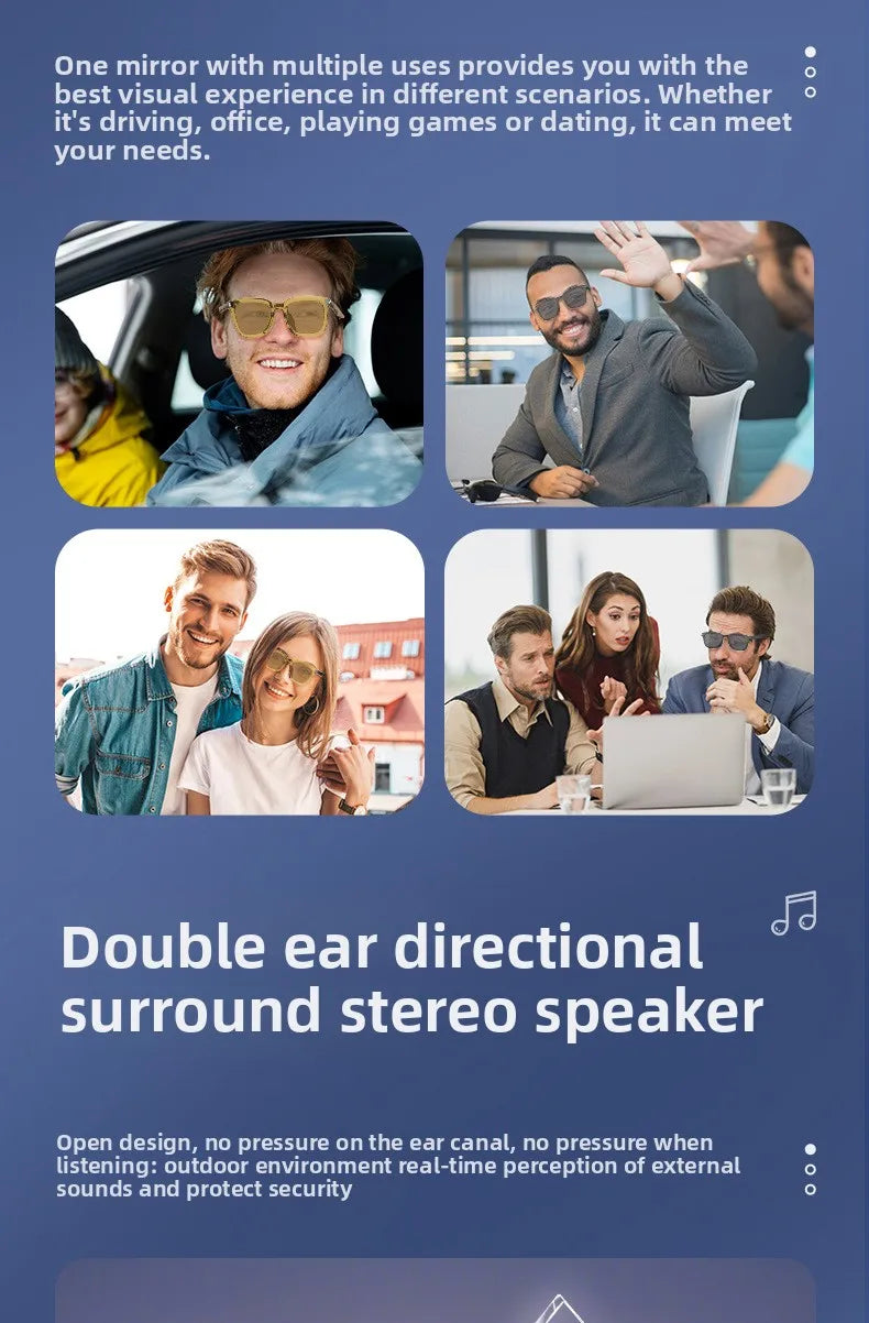 Smart Wearable Glasses Headset Outdoor Sport Sunglasses with BT 5.4 Anti Blue Hands Free Call Music Smart Sunglasses G06L