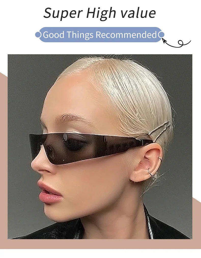 One-pieces Sunglasses Men Women Fashion Rimless Punk Multicolor Male Shades Eyewear New Trendy Female UV400 Sun Glasses