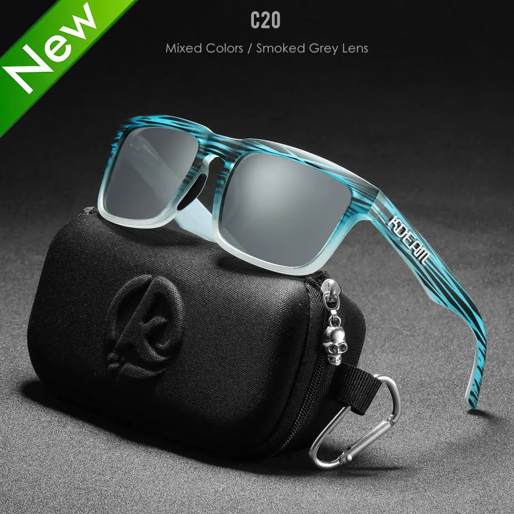 New KDEAM Brand High Quality Men Square Sunglasses Colors Sports Polarized Sun Glasses Reflective Coating Mirrored Lens UV400