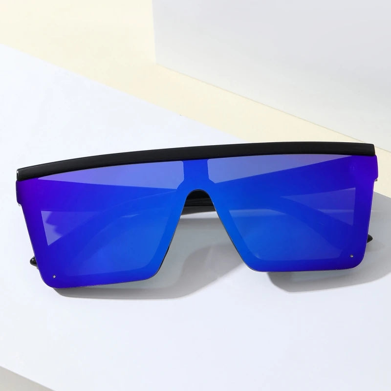 European and American Trendy Large Frame One-piece Sunglasses 2024 New Men and Women Street Photography Driving Sunglasses Retro