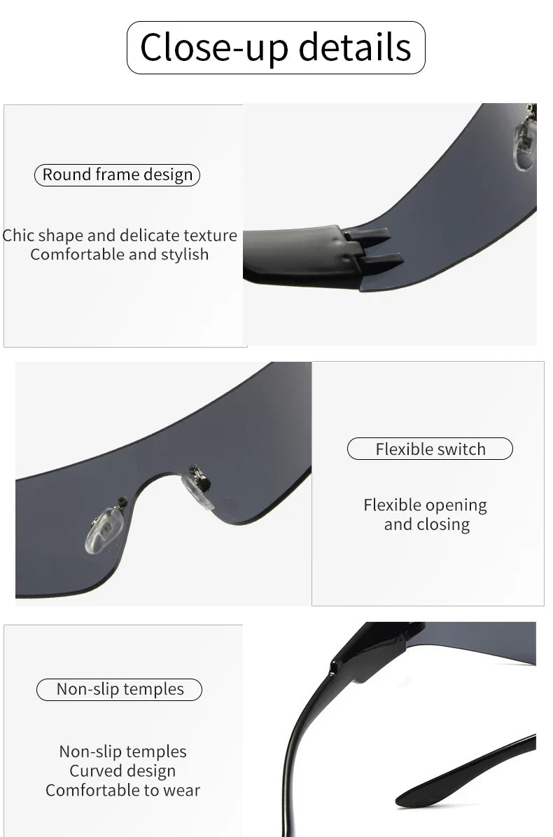 One-pieces Sunglasses Men Women Fashion Rimless Punk Multicolor Male Shades Eyewear New Trendy Female UV400 Sun Glasses