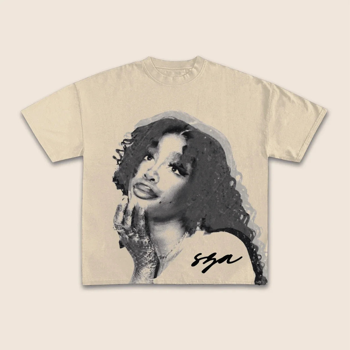 Vintage Sza Graphic Print Cotton Casual T-shirt  Men Y2K Summer Short Sleeves Oversize Y2K T-shirt Streetwear Women Tee Tops
