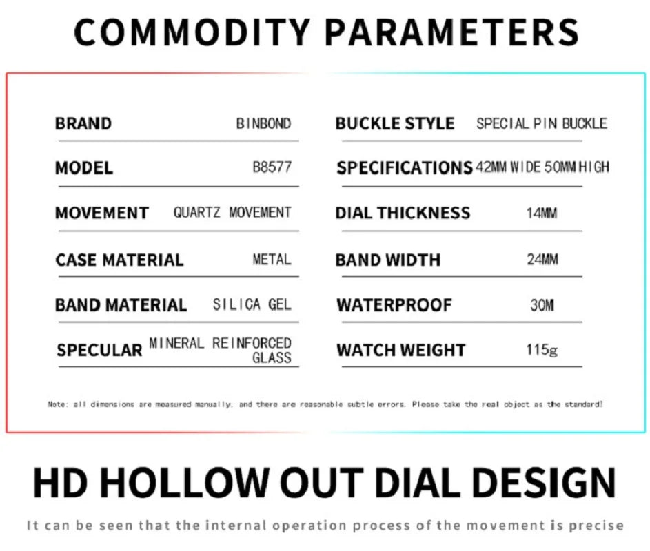 BINBOND Brand Men Watch Domineering Barrel Watch Curved Mirror Hollow Surface Sports Men Watch Silicone Quartz Wristwatch B8577