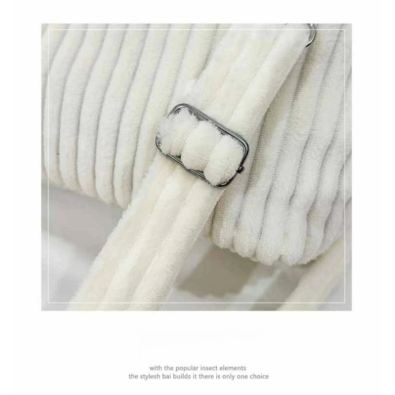 Large Capacity Striped Velvet Handbag Shoulder Bag for Woman Handbags Crossbody Bags, Versatile Letter Corduroy Women's Tote Bag