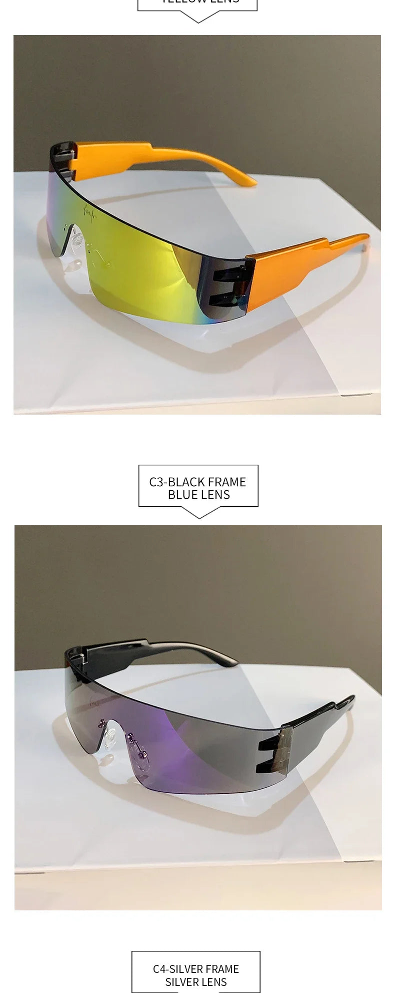One-pieces Sunglasses Men Women Fashion Rimless Punk Multicolor Male Shades Eyewear New Trendy Female UV400 Sun Glasses