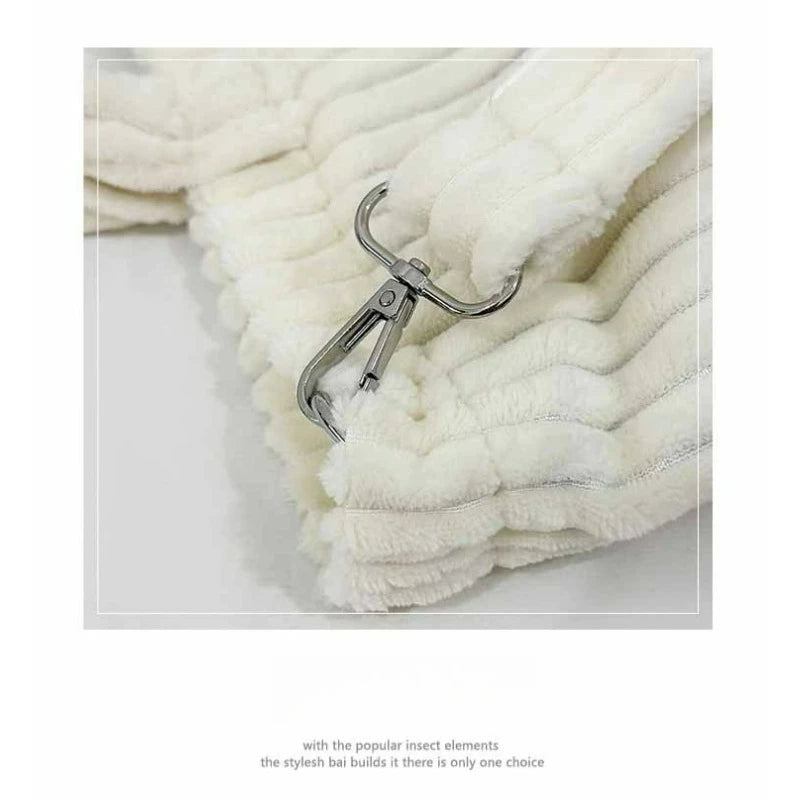 Large Capacity Striped Velvet Handbag Shoulder Bag for Woman Handbags Crossbody Bags, Versatile Letter Corduroy Women's Tote Bag