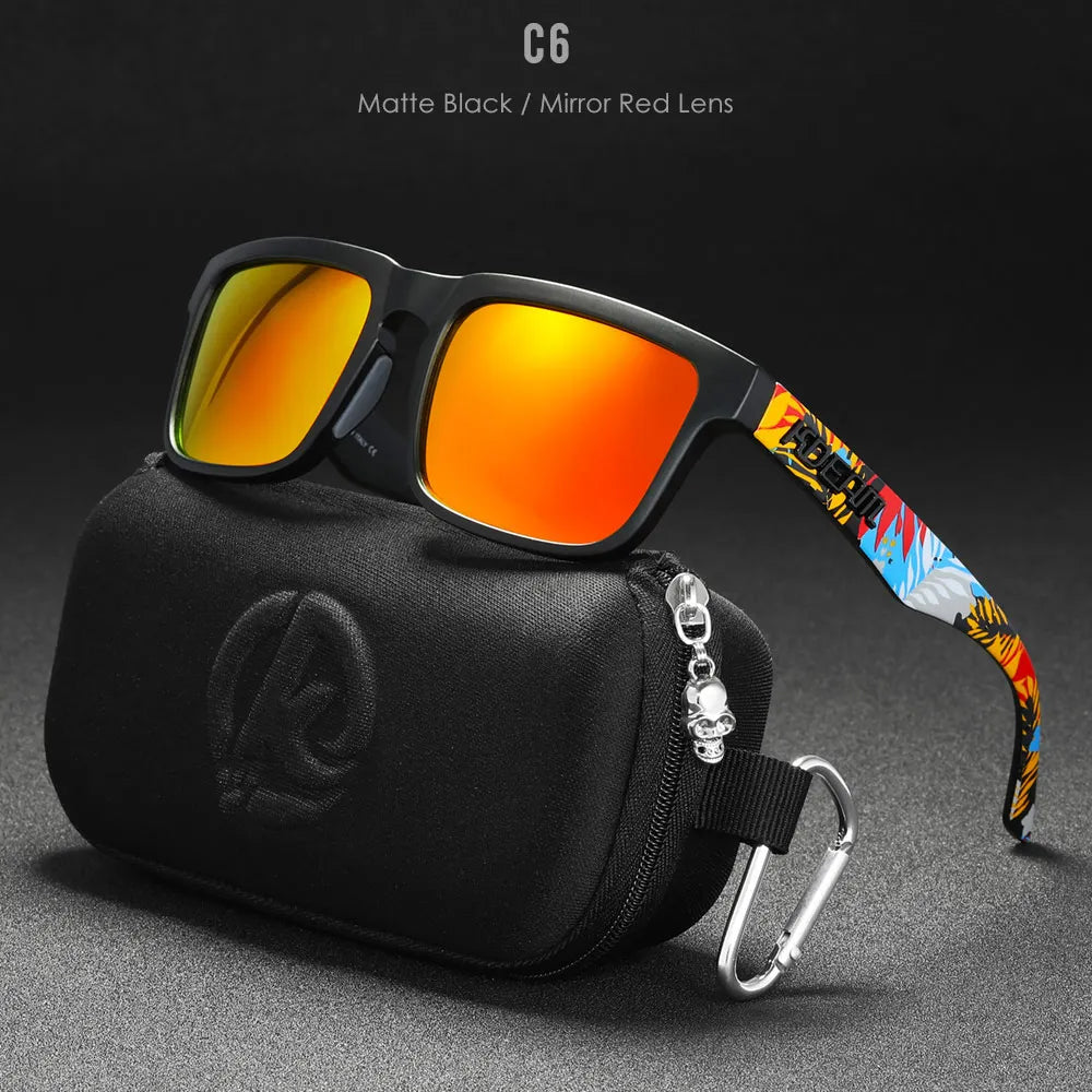 New KDEAM Brand High Quality Men Square Sunglasses Colors Sports Polarized Sun Glasses Reflective Coating Mirrored Lens UV400