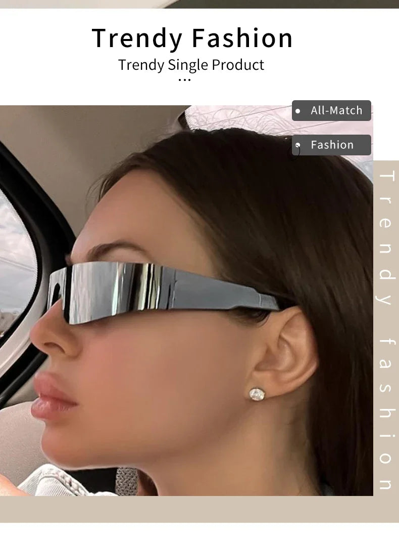 One-pieces Sunglasses Men Women Fashion Rimless Punk Multicolor Male Shades Eyewear New Trendy Female UV400 Sun Glasses