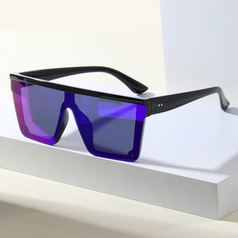 European and American Trendy Large Frame One-piece Sunglasses 2024 New Men and Women Street Photography Driving Sunglasses Retro